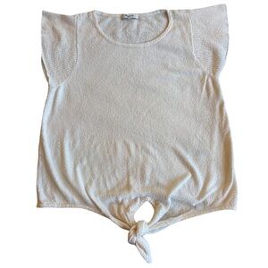 Madewell Cream Short Sleeve Knot Front Tee Xl
